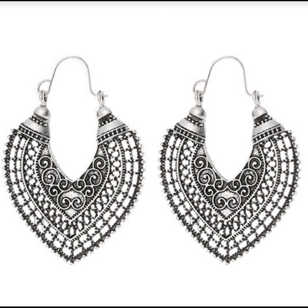 Bohemian Silver Gypsy Vintage Style Earrings
